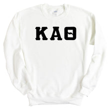 Load image into Gallery viewer, Kappa Alpha Theta Sweatshirt | Theta Basic Black Letters Crewneck Sweatshirt | Kappa Alpha Theta Sorority Gift Idea - Kite and Crest