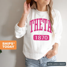 Load image into Gallery viewer, Kappa Alpha Theta Sweatshirt | Theta Large Established Crewneck Sweatshirt | Kappa Alpha Theta Sorority Gift Idea - Kite and Crest