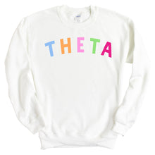 Load image into Gallery viewer, Kappa Alpha Theta Sweatshirt | Theta Rainbow Letter Crewneck Sweatshirt | Kappa Alpha Theta Sorority Gift Idea - Kite and Crest