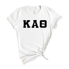 Load image into Gallery viewer, Kappa Alpha Theta T-Shirt | Theta Basic Black Letters Shirt | Kappa Alpha Theta Sorority Gift Idea - Kite and Crest