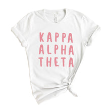 Load image into Gallery viewer, Kappa Alpha Theta T-Shirt | Theta Pink Bubble Letters Shirt | Kappa Alpha Theta Sorority Gift Idea - Kite and Crest