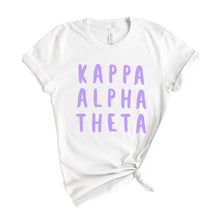 Load image into Gallery viewer, Kappa Alpha Theta T-shirt - Theta Purple Bubble Letters Tee - Kite and Crest