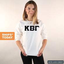Load image into Gallery viewer, Kappa Beta Gamma Basic Black Letters Crewneck Sweatshirt - Kite and Crest