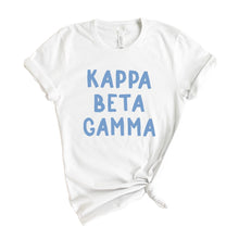 Load image into Gallery viewer, Kappa Beta Gamma Blue Bubble Letters T-shirt - Kite and Crest
