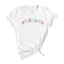 Load image into Gallery viewer, Kappa Beta Gamma Rainbow Letter T-shirt - Kite and Crest
