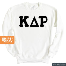 Load image into Gallery viewer, Kappa Delta Rho Basic Black Letters Sweatshirt - Fraternity Crewneck Sweatshirt - Kite and Crest