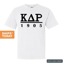 Load image into Gallery viewer, Kappa Delta Rho Black Letter Comfort Colors T-Shirt - Fraternity Tee - Kite and Crest