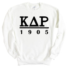 Load image into Gallery viewer, Kappa Delta Rho Black Letter Sweatshirt - Fraternity Crewneck Sweatshirt - Kite and Crest