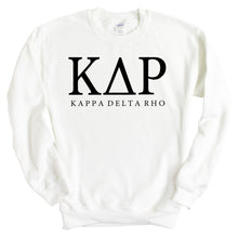 Load image into Gallery viewer, Kappa Delta Rho Block Letter Sweatshirt - Fraternity Crewneck Sweatshirt - Kite and Crest