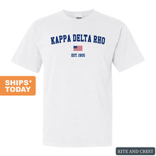 Load image into Gallery viewer, Kappa Delta Rho USA Flag Comfort Colors T-Shirt - Fraternity Tee - Kite and Crest