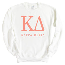 Load image into Gallery viewer, Kappa Delta Sweatshirt | KD Colored Block Letters Crewneck Sweatshirt | Kappa Delta Sorority Gift Idea - Kite and Crest