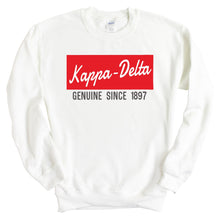 Load image into Gallery viewer, Kappa Delta Sweatshirt - KD Genuine Sorority Crewneck Sweatshirt - Kite and Crest