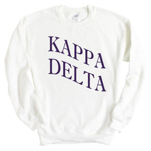 Load image into Gallery viewer, Kappa Delta Sweatshirt | KD Large and Wavy Letters Crewneck Sweatshirt | Kappa Delta Sorority Gift Idea - Kite and Crest