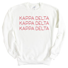 Load image into Gallery viewer, Kappa Delta Sweatshirt | KD Red and Stacked Crewneck Sweatshirt | Kappa Delta Sorority Gift Idea - Kite and Crest