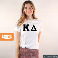 Load image into Gallery viewer, Kappa Delta T-Shirt | KD Basic Black Letters Shirt | Kappa Delta Sorority Gift Idea - Kite and Crest