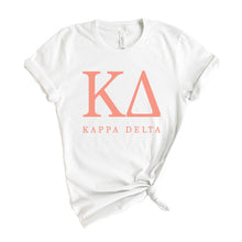 Load image into Gallery viewer, Kappa Delta T-Shirt | KD Colored Block Letters Shirt | Kappa Delta Sorority Gift Idea - Kite and Crest