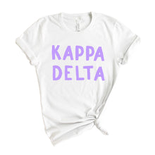 Load image into Gallery viewer, Kappa Delta T-shirt - KD Purple Bubble Letters Tee - Kite and Crest