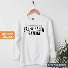 Load image into Gallery viewer, Kappa Kappa Gamma Established Sorority Crewneck Sweatshirt - Kite and Crest