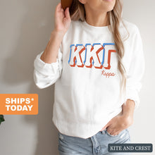 Load image into Gallery viewer, Kappa Kappa Gamma Sweatshirt - Kappa (KKG) American Colored Crewneck Sweatshirt - Kite and Crest