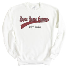 Load image into Gallery viewer, Kappa Kappa Gamma Sweatshirt | Kappa (KKG) Baseball Crewneck Sweatshirt | Kappa Kappa Gamma Sorority Gift Idea - Kite and Crest