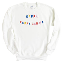 Load image into Gallery viewer, Kappa Kappa Gamma Sweatshirt | Kappa (KKG) Circular Colorful Crewneck Sweatshirt | Kappa Kappa Gamma Sorority Gift Idea - Kite and Crest