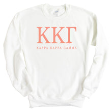 Load image into Gallery viewer, Kappa Kappa Gamma Sweatshirt | Kappa (KKG) Colored Block Letters Crewneck Sweatshirt | Kappa Kappa Gamma Sorority Gift Idea - Kite and Crest