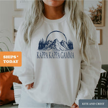 Load image into Gallery viewer, Kappa Kappa Gamma Sweatshirt | Kappa (KKG) Epic Mountains Crewneck Sweatshirt | Kappa Kappa Gamma Sorority Gift Idea - Kite and Crest