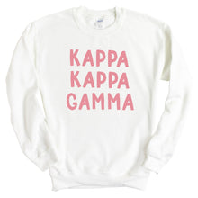 Load image into Gallery viewer, Kappa Kappa Gamma Sweatshirt | Kappa (KKG) Pink Bubble Letters Crewneck Sweatshirt | Kappa Kappa Gamma Sorority Gift Idea - Kite and Crest