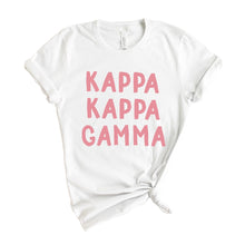Load image into Gallery viewer, Kappa Kappa Gamma T-Shirt | Kappa (KKG) Pink Bubble Letters Shirt | Kappa Kappa Gamma Sorority Gift Idea - Kite and Crest