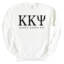 Load image into Gallery viewer, Kappa Kappa Psi Block Letter Sweatshirt - Fraternity Crewneck Sweatshirt - Kite and Crest
