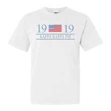 Load image into Gallery viewer, Kappa Kappa Psi Flag Year Comfort Colors T-Shirt - Fraternity Tee - Kite and Crest