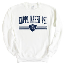 Load image into Gallery viewer, Kappa Kappa Psi Striped Shield Sweatshirt - Fraternity Crewneck Sweatshirt - Kite and Crest