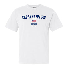 Load image into Gallery viewer, Kappa Kappa Psi USA Flag Comfort Colors T-Shirt - Fraternity Tee - Kite and Crest