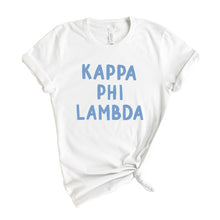 Load image into Gallery viewer, Kappa Phi Lambda Blue Bubble Letters T-shirt - Kite and Crest
