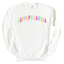 Load image into Gallery viewer, Kappa Phi Lambda Rainbow Letter Crewneck Sweatshirt - Kite and Crest
