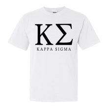 Load image into Gallery viewer, Kappa Sigma Comfort Colors T-Shirt - Kappa Sig Block Letter Shirt - Kite and Crest