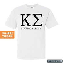 Load image into Gallery viewer, Kappa Sigma Comfort Colors T-Shirt - Kappa Sig Block Letter Shirt - Kite and Crest