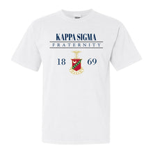 Load image into Gallery viewer, Kappa Sigma Comfort Colors T-Shirt - Kappa Sig Large Crest Shirt - Kite and Crest