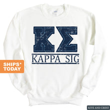 Load image into Gallery viewer, Kappa Sigma Sweatshirt - Kappa Sig Washed Letters Crewneck Sweatshirt - Kite and Crest