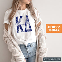 Load image into Gallery viewer, KD Kappa Delta Blue Floral Sorority T-Shirt - Kite and Crest