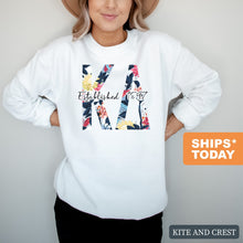 Load image into Gallery viewer, KD Kappa Delta Floral Block Sorority Crewneck Sweatshirt - Kite and Crest