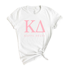Load image into Gallery viewer, KD Kappa Delta Pink Letter Sorority T-Shirt - Kite and Crest
