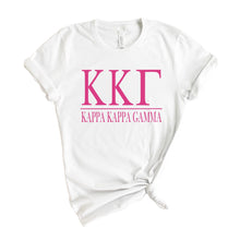 Load image into Gallery viewer, KKG Kappa Kappa Gamma Big Letters Sorority T-Shirt Shirt Tee - Kite and Crest