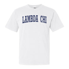 Load image into Gallery viewer, Lambda Chi Alpha Comfort Colors T-Shirt - Lambda Chi Intrinsic Lettered Shirt - Kite and Crest