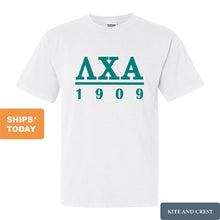 Load image into Gallery viewer, Lambda Chi Alpha Comfort Colors T-Shirt - Lambda Chi Lettered Basic Shirt - Kite and Crest