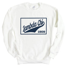Load image into Gallery viewer, Lambda Chi Alpha Sweatshirt - Lambda Chi Baseball Boxed Crewneck Sweatshirt - Kite and Crest