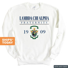 Load image into Gallery viewer, Lambda Chi Alpha Sweatshirt - Lambda Chi Large Crest Crewneck Sweatshirt - Kite and Crest