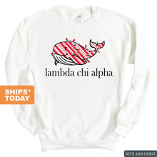 Load image into Gallery viewer, Lambda Chi Alpha Sweatshirt - Lambda Chi Red Whale Crewneck Sweatshirt - Kite and Crest