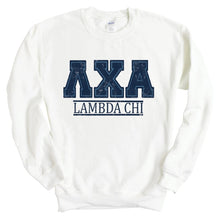 Load image into Gallery viewer, Lambda Chi Alpha Sweatshirt - Lambda Chi Washed Letters Crewneck Sweatshirt - Kite and Crest