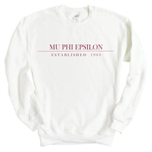 Load image into Gallery viewer, Mu Phi Epsilon Boyfriend Sweatshirt - Fraternity Crewneck Sweatshirt - Kite and Crest